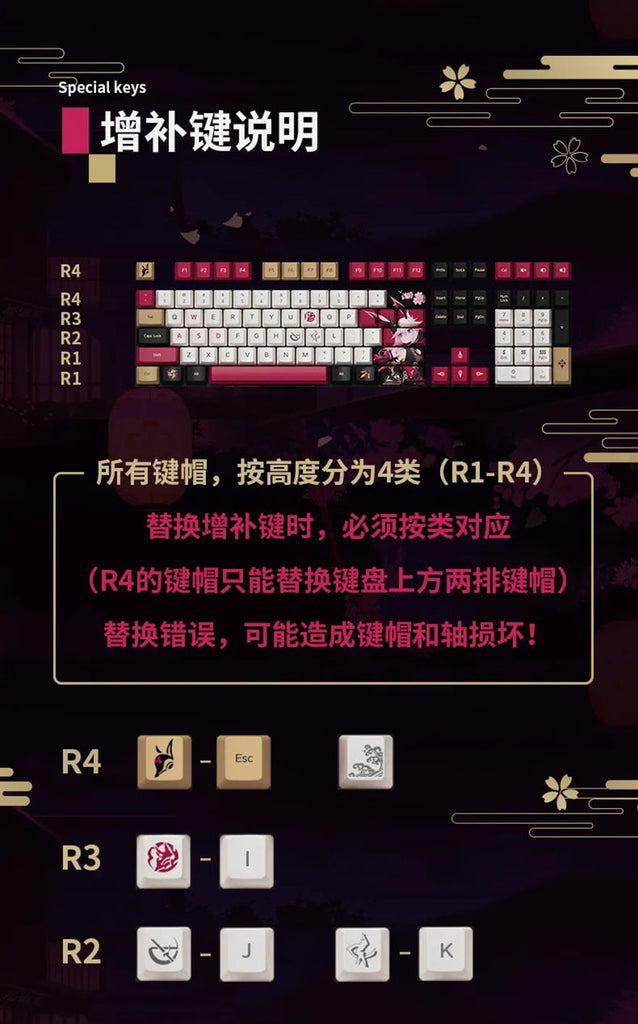 Nekotwo Honkai Impact 3rd - Yae Sakura Night Kasumi Mechanical Keyboard miHoYo