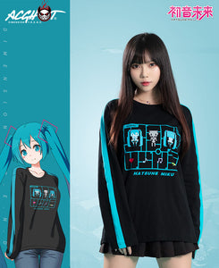 Nekotwo Hatsune Miku - Hatsune Miku 2021 Black Basic Long Sleeves T-Shirt Moeyu