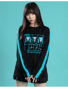 Nekotwo Hatsune Miku - Hatsune Miku 2021 Black Basic Long Sleeves T-Shirt Moeyu